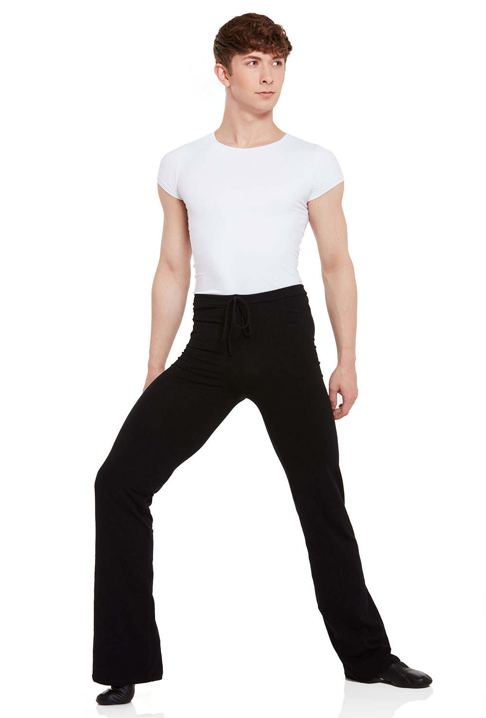 renvena Mens Black Straight Long Pants Professional Latin Ballroom Tango  Modern Dance Trousers Black 29