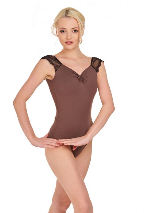 Intermezzo Leotard with small lace sleeves Optional ruche front with internal drawstring self-tie Low U-back 31612